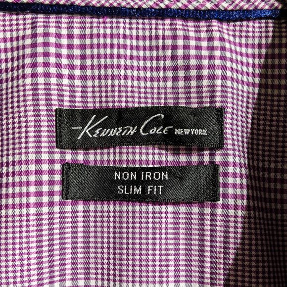 Kenneth Cole New York gingham pattern shirt, non iron, men's size 16 32/33 - Picture 3 of 11